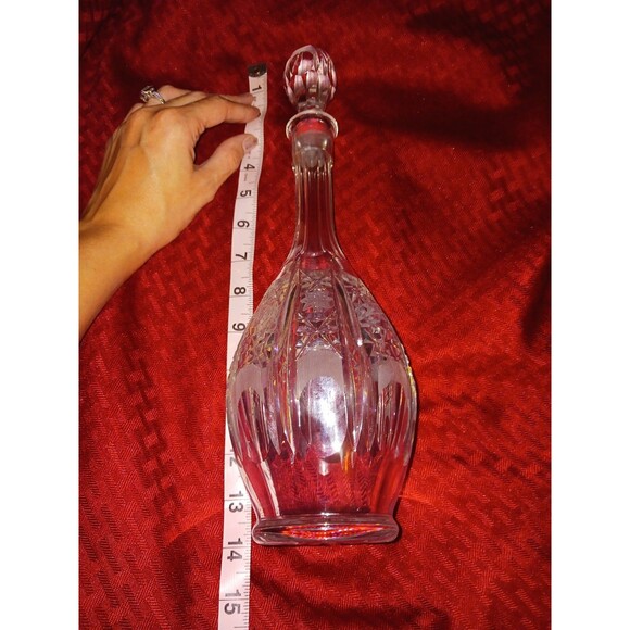 Vintage Lead Cut Crystal Star Decanter With Stopper 14.5" Tall Unmarked - Picture 7 of 9
